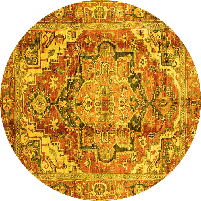 Round Persian Yellow Traditional Rug, abs4009yw