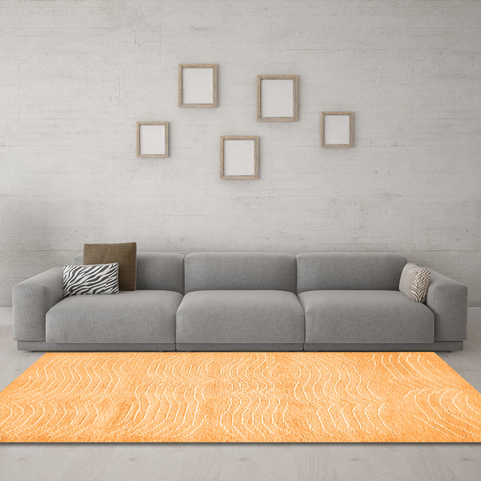 Machine Washable Solid Orange Modern Area Rugs in a Living Room, wshabs400org