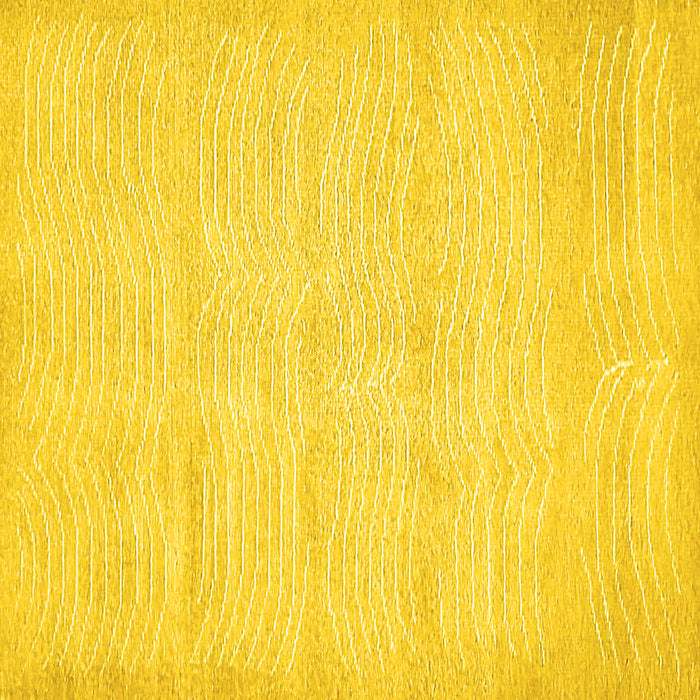 Square Machine Washable Solid Yellow Modern Rug, wshabs400yw