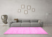 Machine Washable Solid Pink Modern Rug in a Living Room, wshabs400pnk