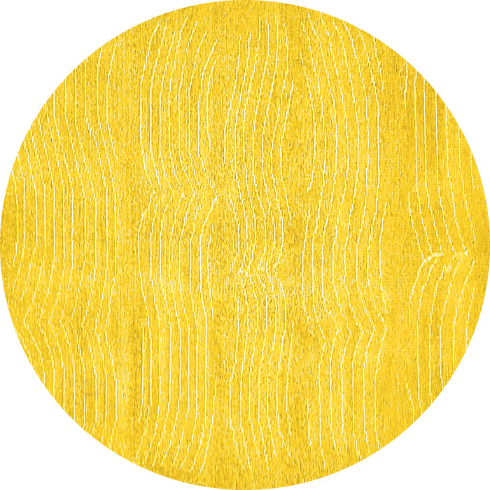 Round Machine Washable Solid Yellow Modern Rug, wshabs400yw
