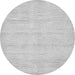 Round Machine Washable Solid Gray Modern Rug, wshabs400gry