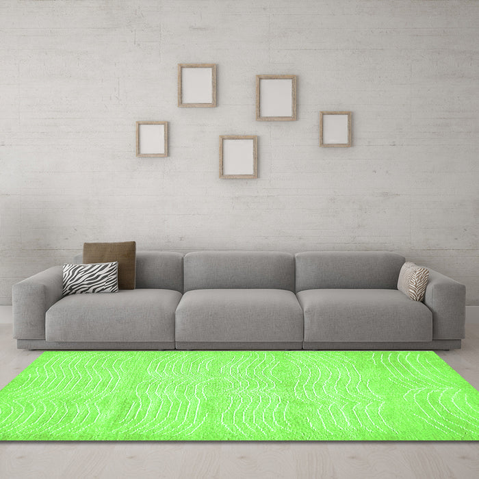 Machine Washable Solid Green Modern Area Rugs in a Living Room,, wshabs400grn