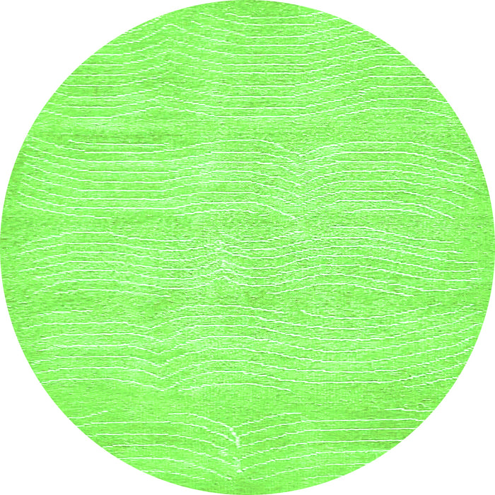 Round Machine Washable Solid Green Modern Area Rugs, wshabs400grn