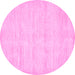 Round Solid Pink Modern Rug, abs400pnk