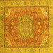 Square Machine Washable Persian Yellow Traditional Rug, wshabs4010yw