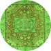 Round Machine Washable Persian Green Traditional Area Rugs, wshabs4010grn