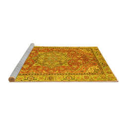 Sideview of Machine Washable Persian Yellow Traditional Rug, wshabs4010yw