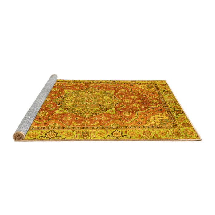Sideview of Machine Washable Persian Yellow Traditional Rug, wshabs4010yw