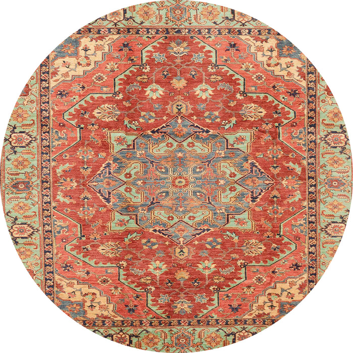 Round Abstract Red Persian Rug, abs4010