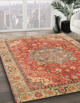 Abstract Red Persian Rug in Family Room, abs4010