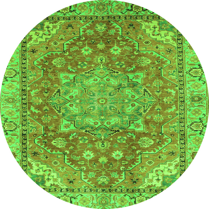 Round Persian Green Traditional Rug, abs4010grn