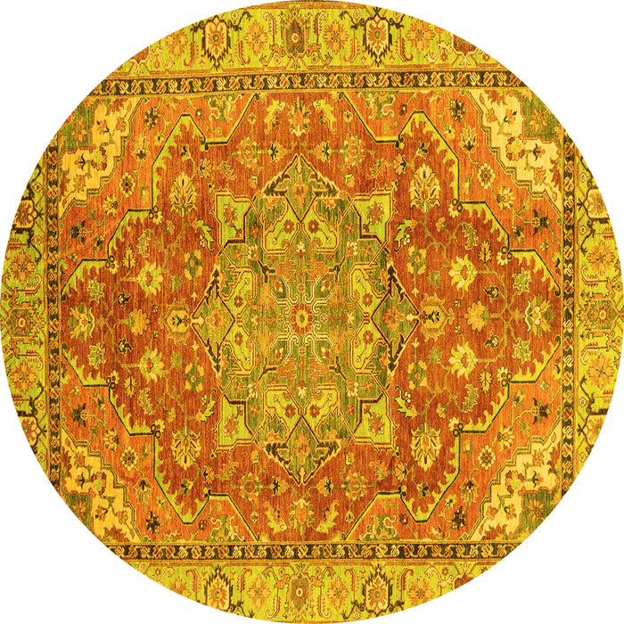 Round Machine Washable Persian Yellow Traditional Rug, wshabs4010yw
