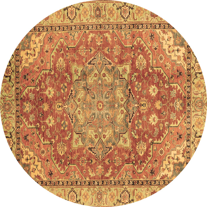 Round Persian Brown Traditional Rug, abs4010brn