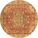 Round Persian Brown Traditional Rug, abs4010brn