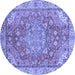 Round Machine Washable Persian Blue Traditional Rug, wshabs4010blu