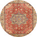 Round Machine Washable Abstract Red Rug, wshabs4010