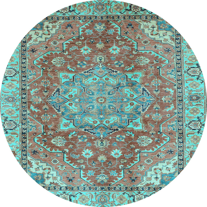 Round Persian Light Blue Traditional Rug, abs4010lblu