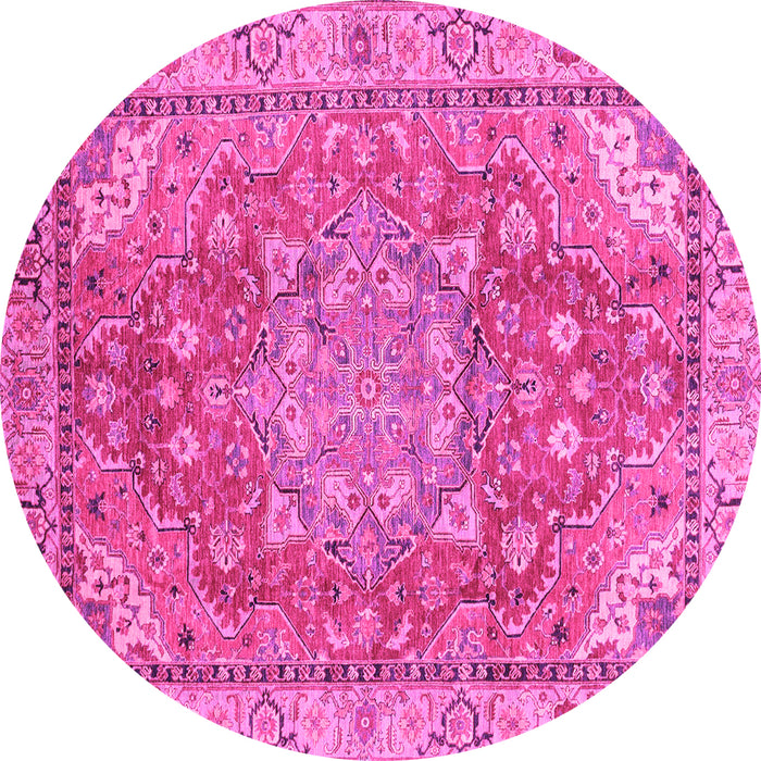 Round Machine Washable Persian Pink Traditional Rug, wshabs4010pnk