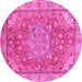 Round Machine Washable Persian Pink Traditional Rug, wshabs4010pnk