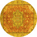 Round Persian Yellow Traditional Rug, abs4010yw