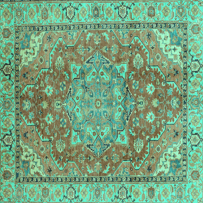 Square Machine Washable Persian Turquoise Traditional Area Rugs, wshabs4010turq