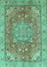 Machine Washable Persian Turquoise Traditional Area Rugs, wshabs4010turq