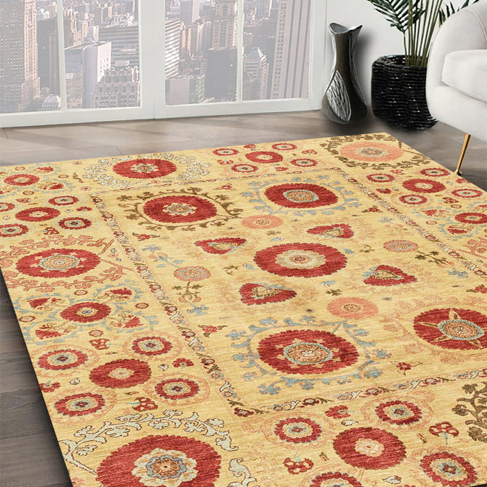 Machine Washable Abstract Chrome Gold Yellow Rug in a Family Room, wshabs4011