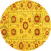 Round Abstract Yellow Modern Rug, abs4011yw