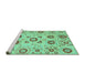 Sideview of Machine Washable Abstract Turquoise Modern Area Rugs, wshabs4011turq