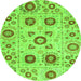 Round Abstract Green Modern Rug, abs4011grn