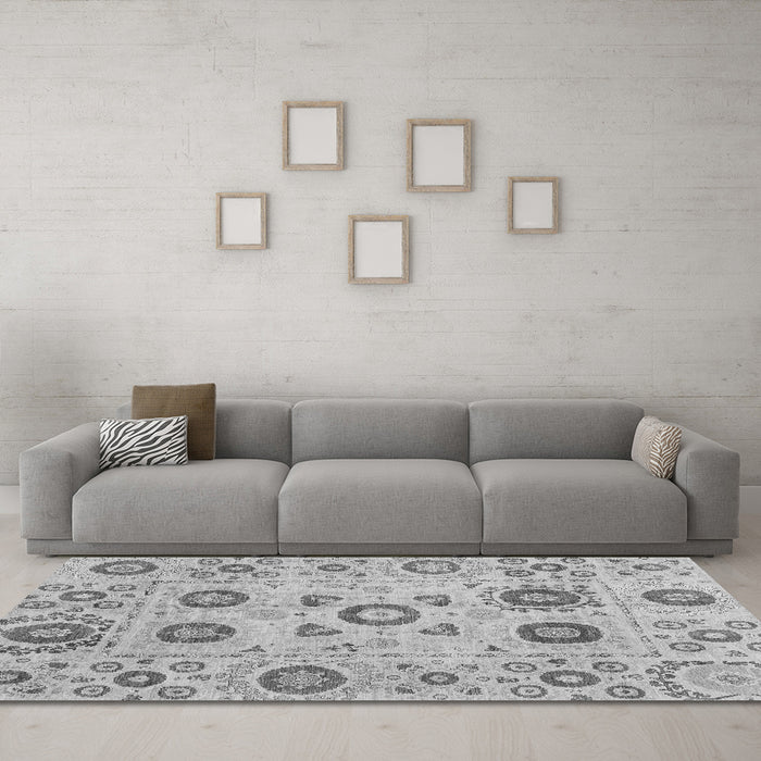 Machine Washable Abstract Gray Modern Rug in a Living Room,, wshabs4011gry