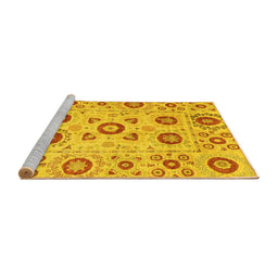Sideview of Machine Washable Abstract Yellow Modern Rug, wshabs4011yw