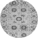 Round Machine Washable Abstract Gray Modern Rug, wshabs4011gry