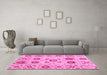 Machine Washable Abstract Pink Modern Rug in a Living Room, wshabs4011pnk