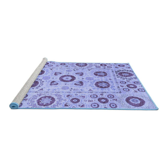 Sideview of Machine Washable Abstract Blue Modern Rug, wshabs4011blu