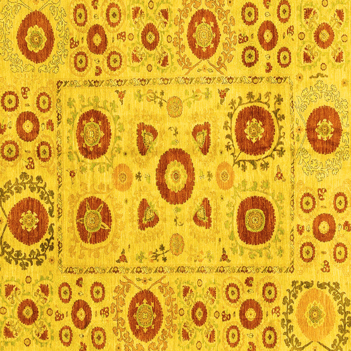 Square Machine Washable Abstract Yellow Modern Rug, wshabs4011yw