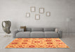 Machine Washable Abstract Orange Modern Area Rugs in a Living Room, wshabs4011org