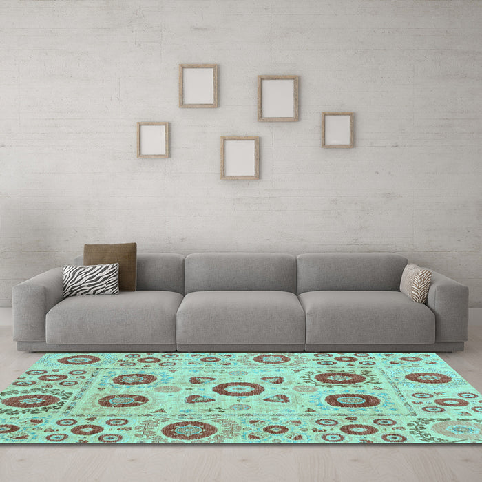Machine Washable Abstract Light Blue Modern Rug in a Living Room, wshabs4011lblu