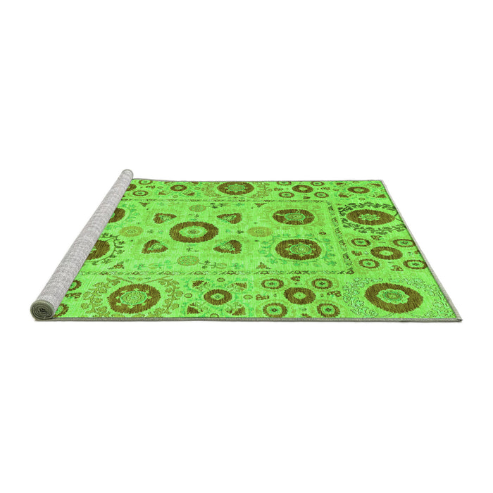Sideview of Machine Washable Abstract Green Modern Area Rugs, wshabs4011grn