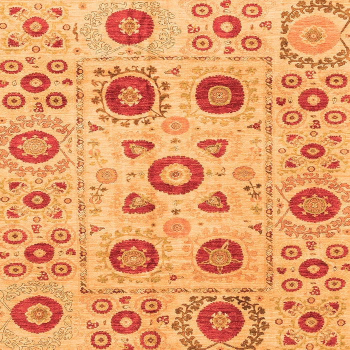 Square Machine Washable Abstract Orange Modern Area Rugs, wshabs4011org