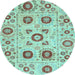 Round Abstract Light Blue Modern Rug, abs4011lblu