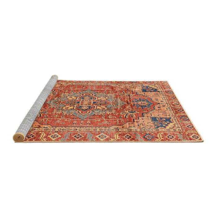 Sideview of Machine Washable Abstract Red Rug, wshabs4012