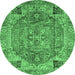 Round Persian Emerald Green Traditional Rug, abs4012emgrn