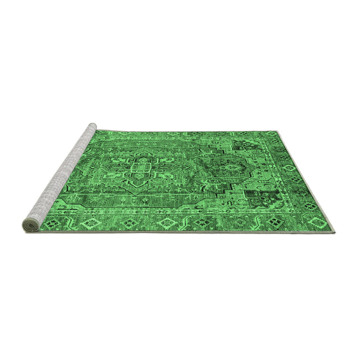 Sideview of Machine Washable Persian Emerald Green Traditional Area Rugs, wshabs4012emgrn