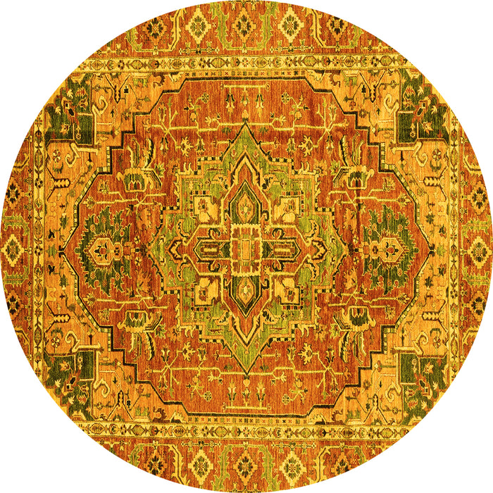 Round Machine Washable Persian Yellow Traditional Rug, wshabs4012yw