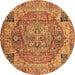 Round Persian Brown Traditional Rug, abs4012brn