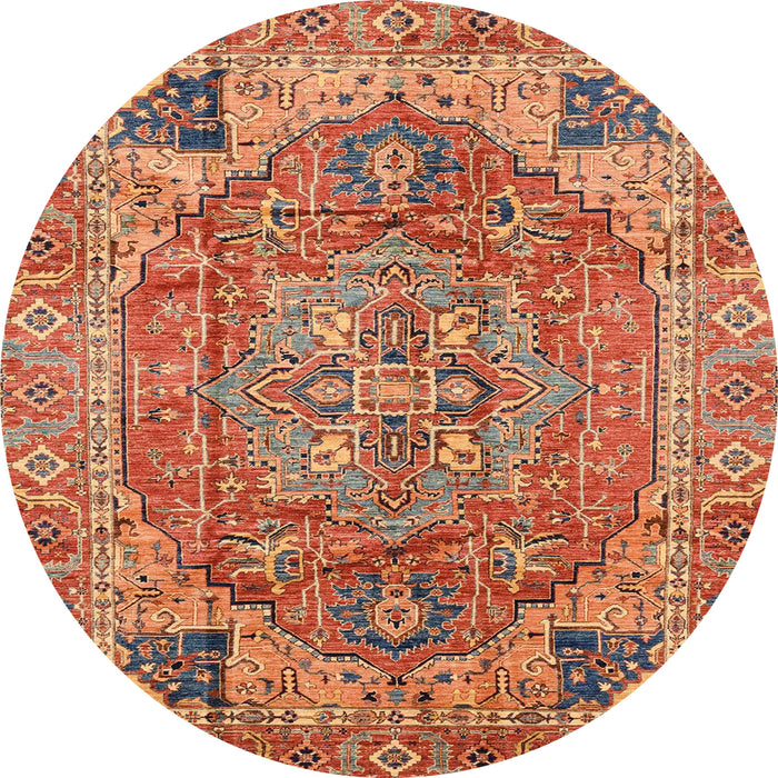 Round Abstract Red Persian Rug, abs4012