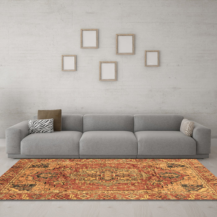 Machine Washable Persian Brown Traditional Rug in a Living Room,, wshabs4012brn