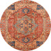 Round Machine Washable Abstract Red Rug, wshabs4012